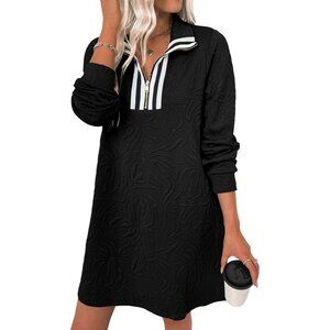 Women's Cotton Blouson Dress Slv Mini Casual Office Party Wear